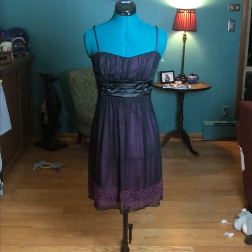Purple dress with Black mesh overlay